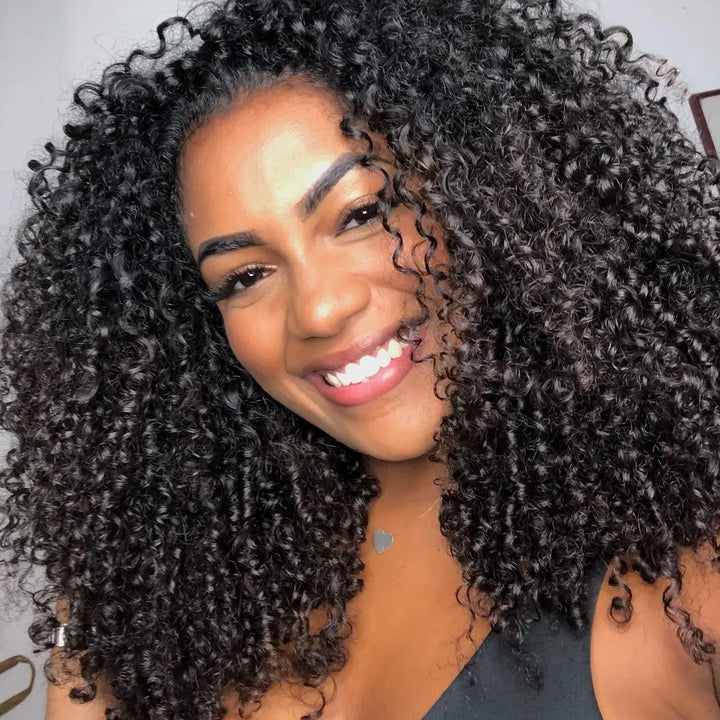 Extensões de Cabelo Humano Kinky Curly 10A – Cabelos Brasileiros Naturais 3B/3C, Remy, Não Processados, Weave Pixie Style