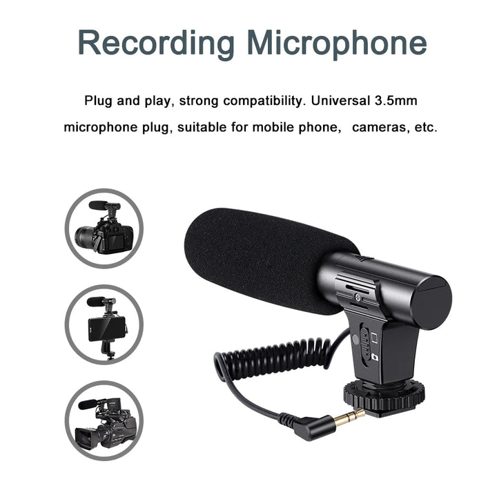 KIT MT01-MT04 Tripé Vlogging com LED, Microfone, Controlo Remoto e Suporte para Telemóvel e Câmaras