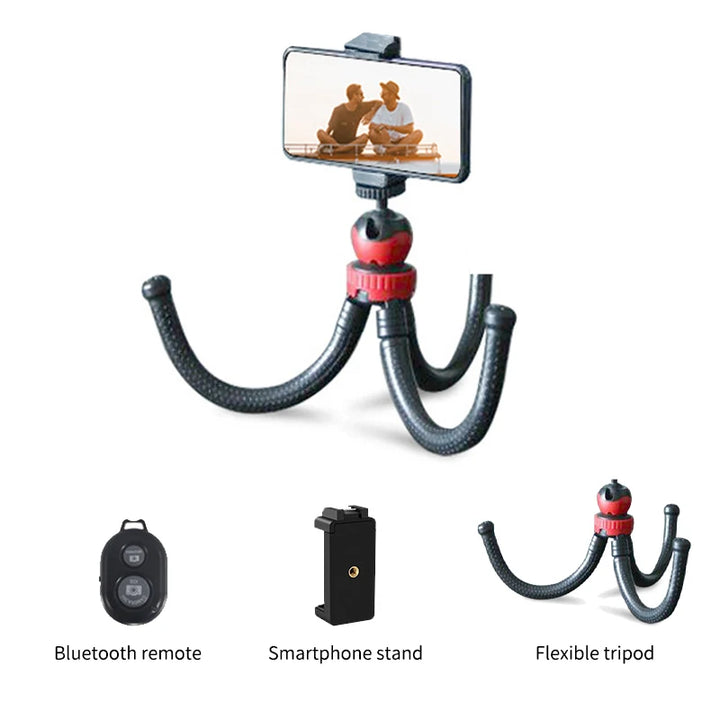 KIT MT01-MT04 Tripé Vlogging com LED, Microfone, Controlo Remoto e Suporte para Telemóvel e Câmaras