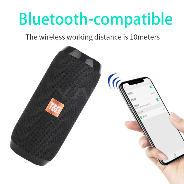 Coluna Bluetooth T&G Portátil | À Prova de Água com Subwoofer Potente, Rádio FM e 10h de Autonomia