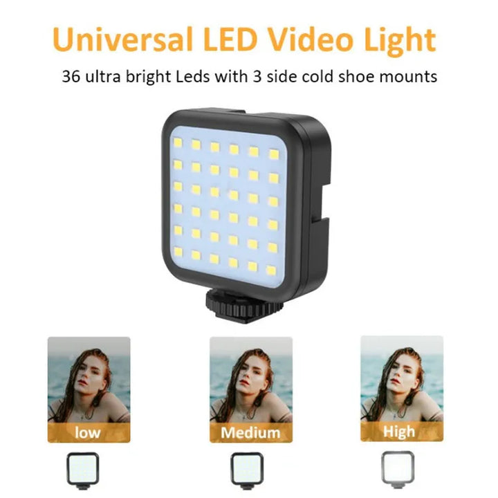 KIT MT01-MT04 Tripé Vlogging com LED, Microfone, Controlo Remoto e Suporte para Telemóvel e Câmaras