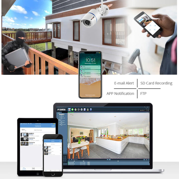 Câmara de Vigilância Wi-Fi Exterior 4MP com Visão Noturna e Deteção de Movimento