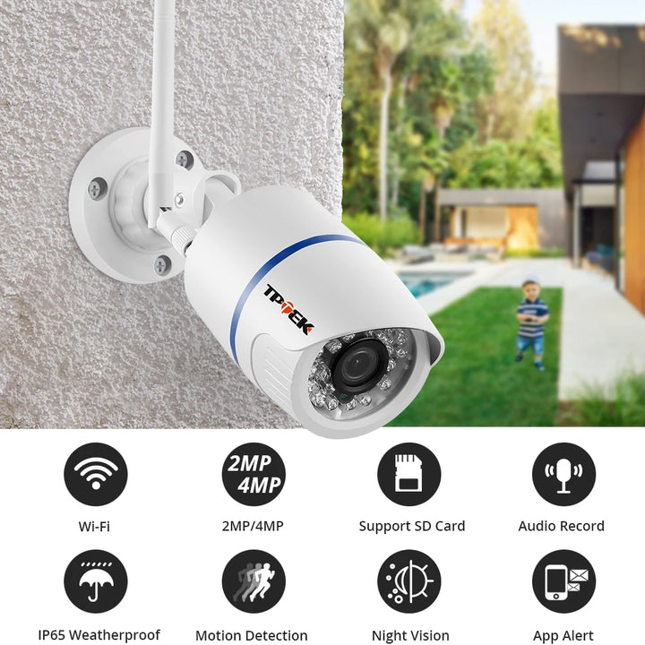 Câmara de Vigilância Wi-Fi Exterior 4MP com Visão Noturna e Deteção de Movimento