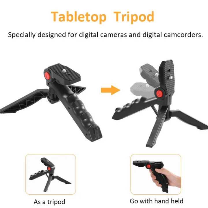 KIT MT01-MT04 Tripé Vlogging com LED, Microfone, Controlo Remoto e Suporte para Telemóvel e Câmaras
