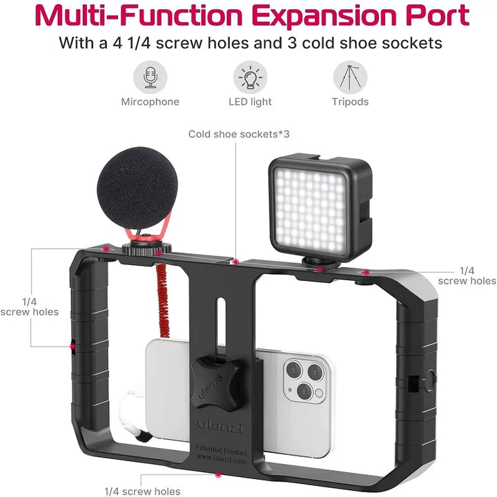 Suporte Cage para Telemóvel Ulanzi U-Rig Pro – Estabilizador Profissional para Filmagens e Vlogging com Smartphone