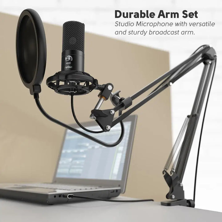 FIFINE T669 Kit Microfone USB com Braço Ajustável, Shock Mount e Pop Filter – Áudio Profissional para Podcast, YouTube e Streaming