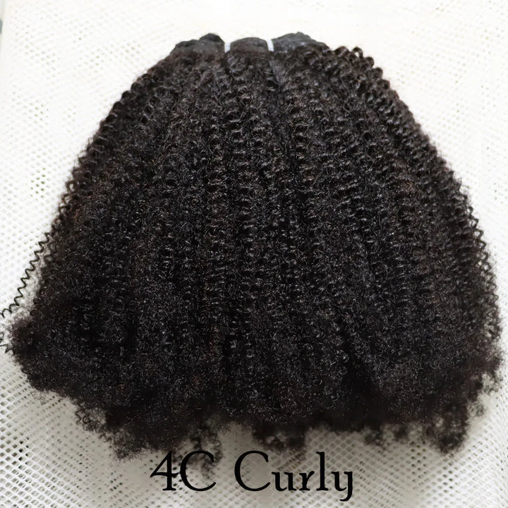 Extensões de Cabelo Humano 4C Afro Kinky Curly | Cabelo Brasileiro Virgem Natural IXTUYLL – Textura Crespa Realista para Mulheres Negras