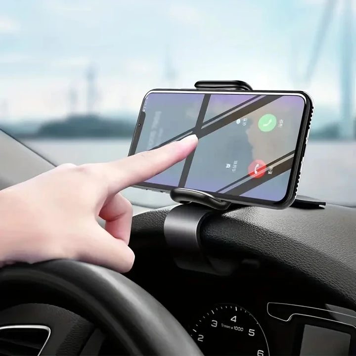 Suporte de Telemóvel Universal para Carro com Rotação 360° – Fixação em Painel com Clipe | Compatível com iPhone, Samsung, Xiaomi