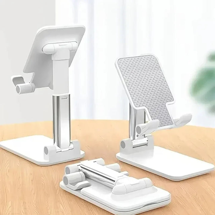 Suporte de Telemóvel Ajustável para Secretária – Compatível com iPhone, Samsung, Xiaomi, iPad e Tablets | Leve, Dobrável e Universal