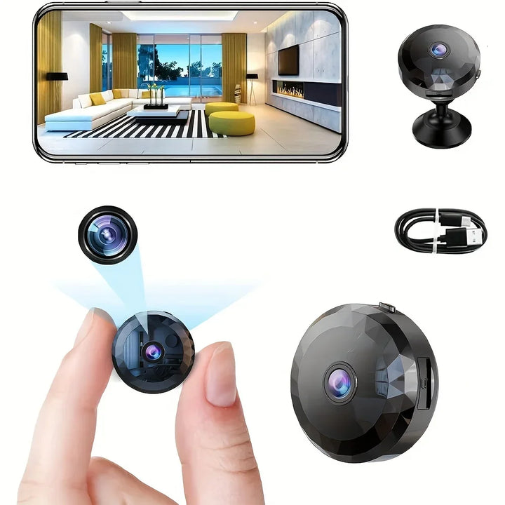Mini Câmara Wi-Fi 1080P com Visão Noturna e Deteção de Movimento