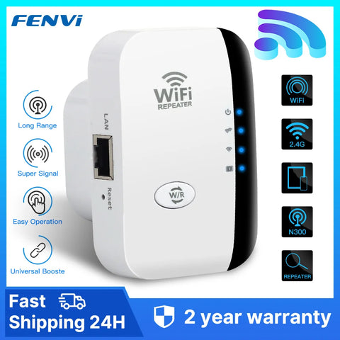 Repetidor de Sinal WiFi FENVI 300Mbps | Amplificador de Internet Sem Fios 2.4GHz com WPS – Ideal para Casa e Escritório