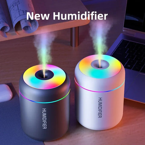 Humidificador de Ar Mini 180ml USB com Difusor de Aromas e Luz LED – Ideal para Carro, Casa e Quarto