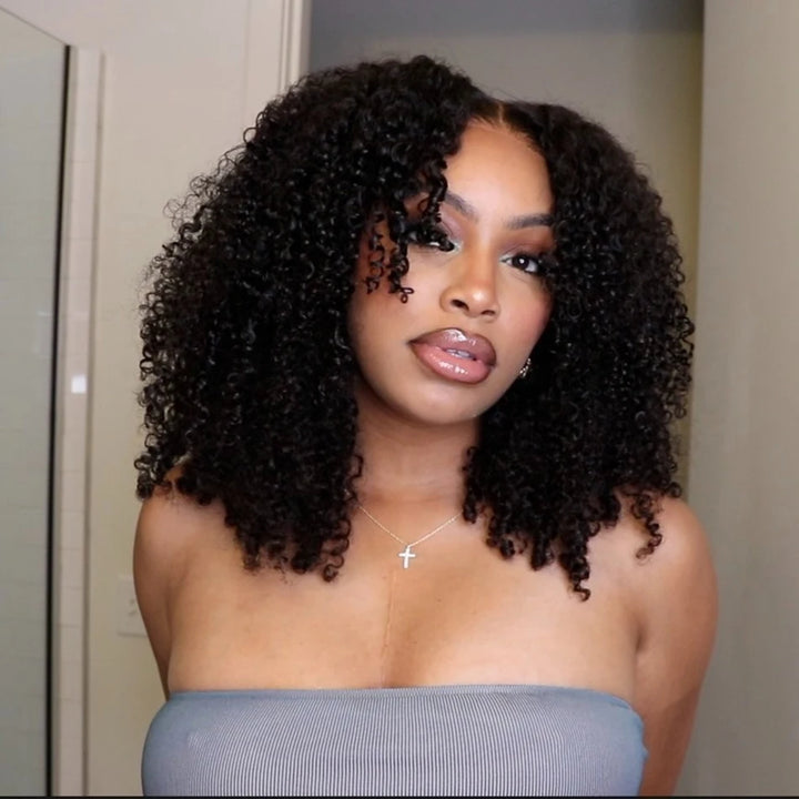 Peruca Glueless 100% Cabelo Humano Kinky Curly – Lace HD 6x4 Pré-Cortada, Knots Descolorados, Pronta a Usar (18–26”)