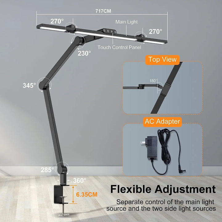 Candeeiro LED de Secretária 24W com Sensor Inteligente e Proteção Ocular