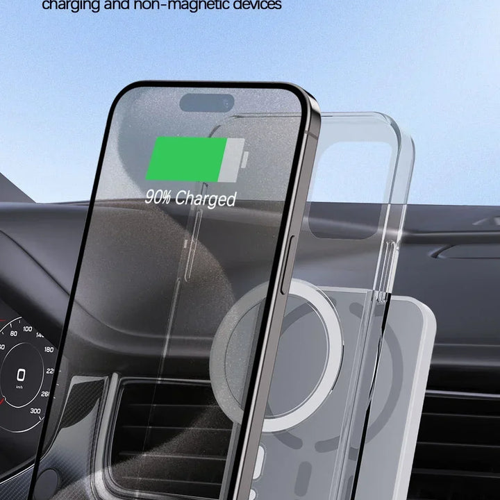 Suporte Carregador Wireless Magnético 100W para Carro – Compatível com iPhone 16/15/14/13/12 Pro Max – Suporte de Saída de Ar com Carregamento Rápido