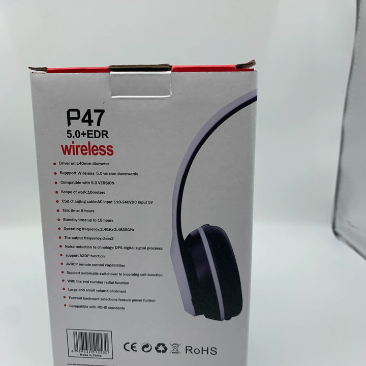 P47 Auscultadores Bluetooth com Microfone – Som Estéreo, Cancelamento de Ruído, Compatível com PC, Telemóvel e Gaming