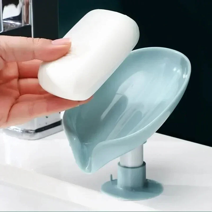 Suporte de Sabonete em Forma de Folha com Ventosa – Porta Sabonete Drenante para Casa de Banho e Cozinha