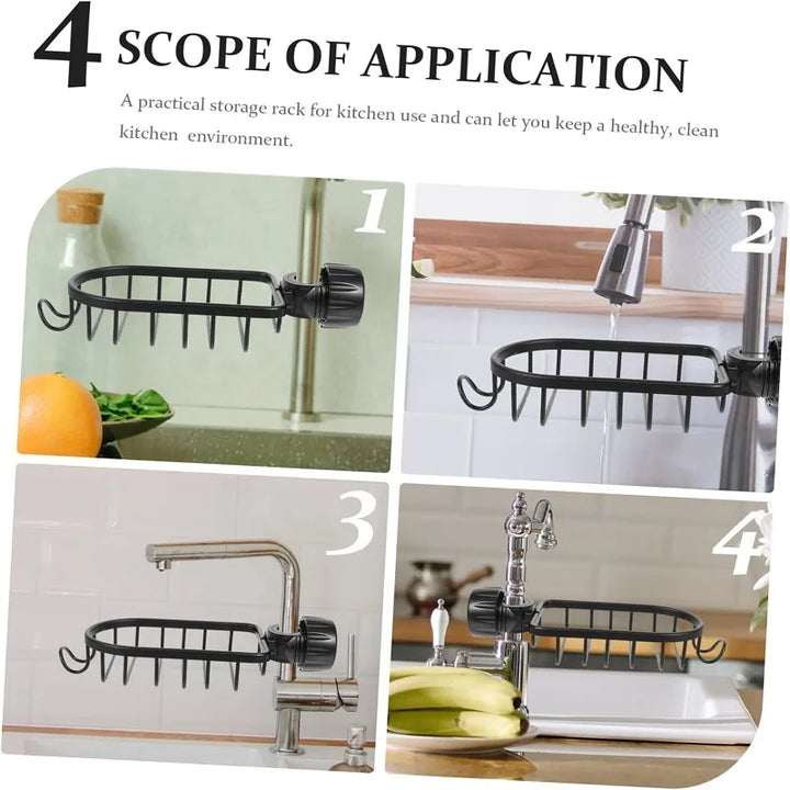 Prateleira de Torneira Ajustável para Casa de Banho e Cozinha – Suporte para Champô, Sabonete, Esponjas e Panos