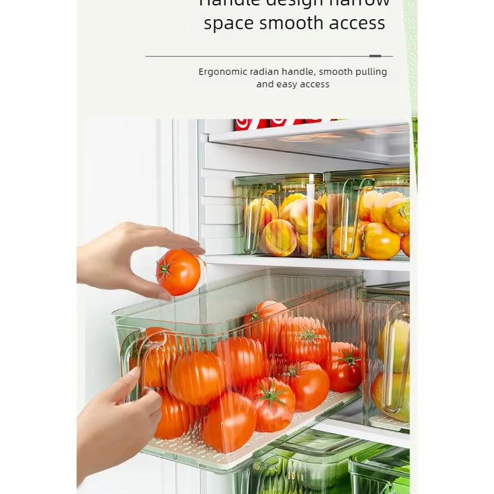 Caixa Organizadora de Frutas e Legumes para Frigorífico – Com Pega, Multifuncional e Empilhável