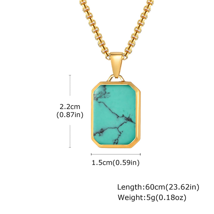 Trendy Pendant Necklaces for Men Boys,Square Natural Stone Stainless Steel Necklaces,New Hip Hop Cool Jewelry Gifts