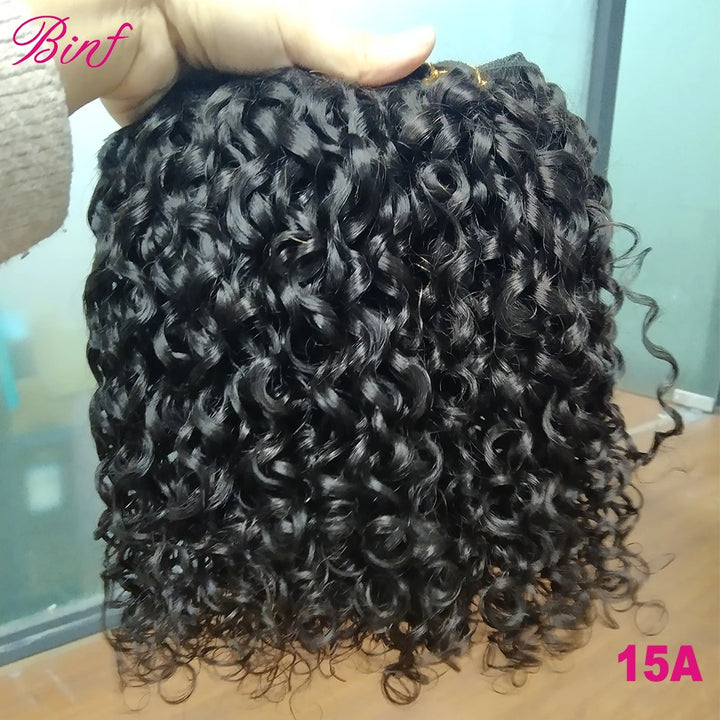 Extensões de Cabelo Humano Curly Pissy/Funmi/Pixie 10"-26" – Cabelo Remy Brasileiro ou Birmanês, Duplo Weft, 1 a 4 Bundles