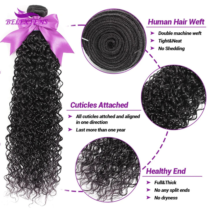 Extensões de Cabelo Natural 100% Humano – 20 a 22 Polegadas Onda de Água | Cabelo Brasileiro Cru, Espesso e de Alta Qualidade