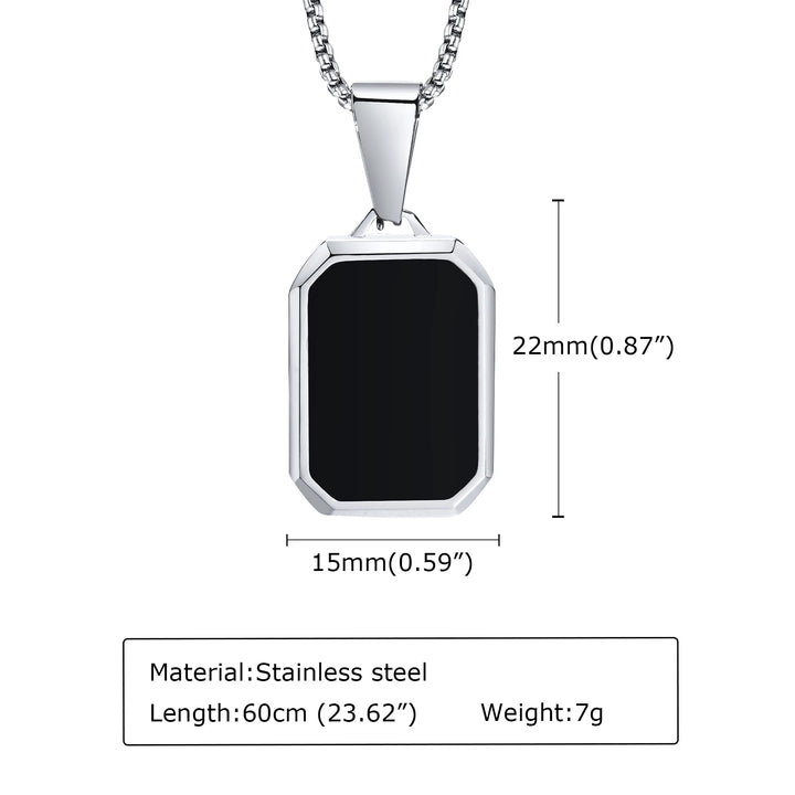 Trendy Pendant Necklaces for Men Boys,Square Natural Stone Stainless Steel Necklaces,New Hip Hop Cool Jewelry Gifts