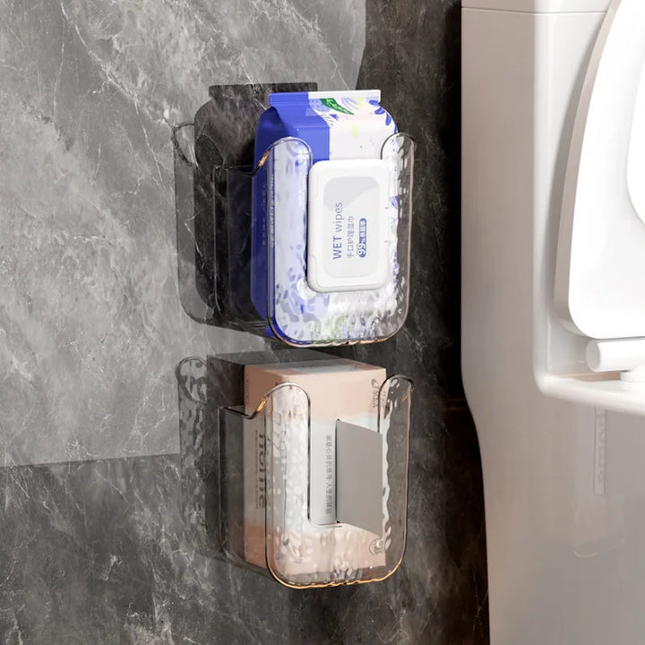 Suporte de Papel Higiénico Sem Furos – Caixa de Armazenamento Impermeável para Casa de Banho e Cozinha