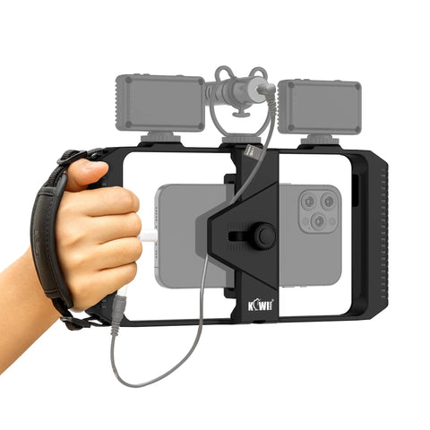 Suporte Estabilizador de Vídeo para Telemóvel – Smartphone Video Rig KIWIFOTOS com Controlo Remoto e Montagem Tripé