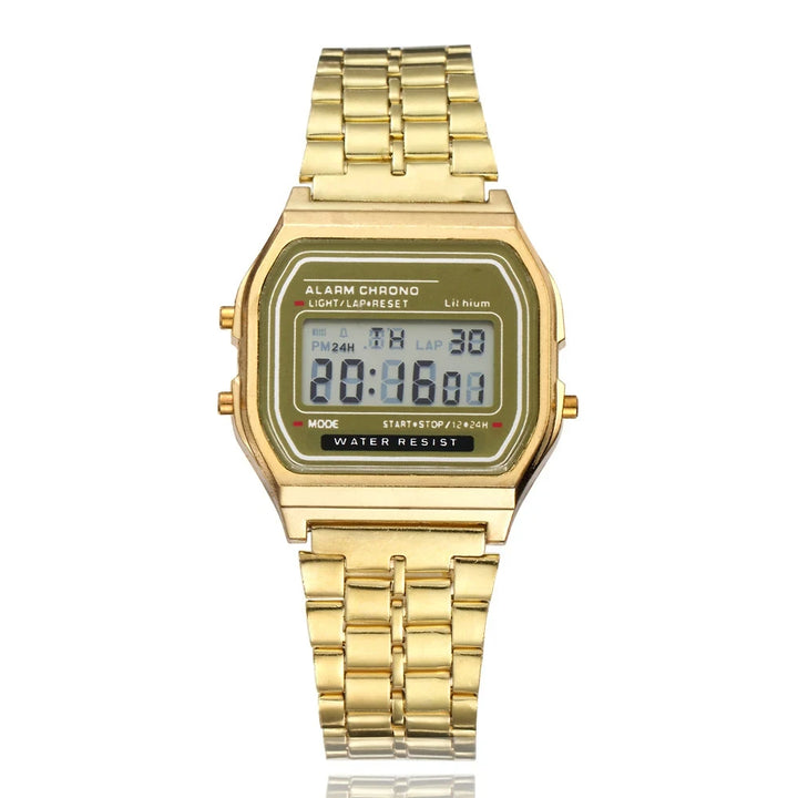 Relógio Digital Esportivo Unissex LED – Pulseira de Metal, Estilo Casual, Design Quadrado