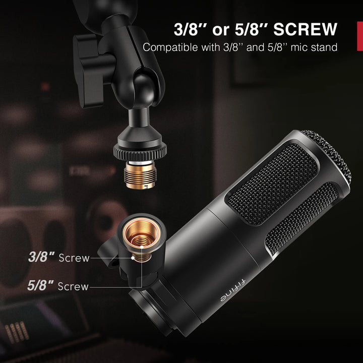 Microfone Profissional FIFINE K669D XLR com Corpo Metálico – Ideal para Gravação, Podcast, Voice Over, ASMR e Streaming