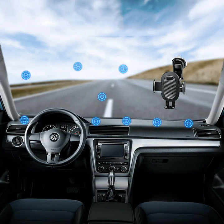 Suporte Universal para Telemóvel no Carro 360° Rotativo – Ventosa e Braço Retráctil para Todos os Smartphones