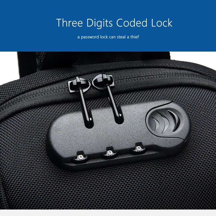 Mala de Ombro Masculina Anti-Roubo | Impermeável com Porta USB