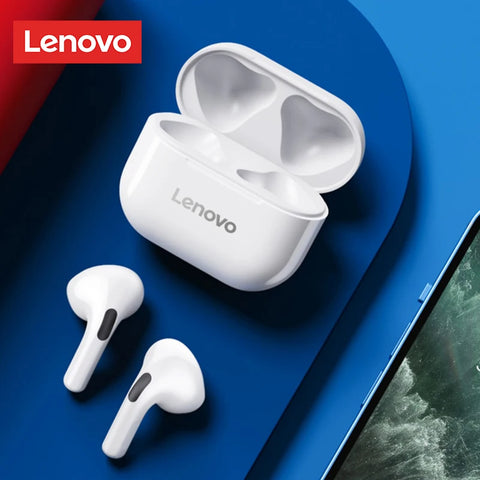 Lenovo LP40 Auriculares Bluetooth Sem Fios TWS – Cancelamento de Ruído, Chamadas HD, Controlo Tátil, Baixa Latência e Estojo de Carregamento