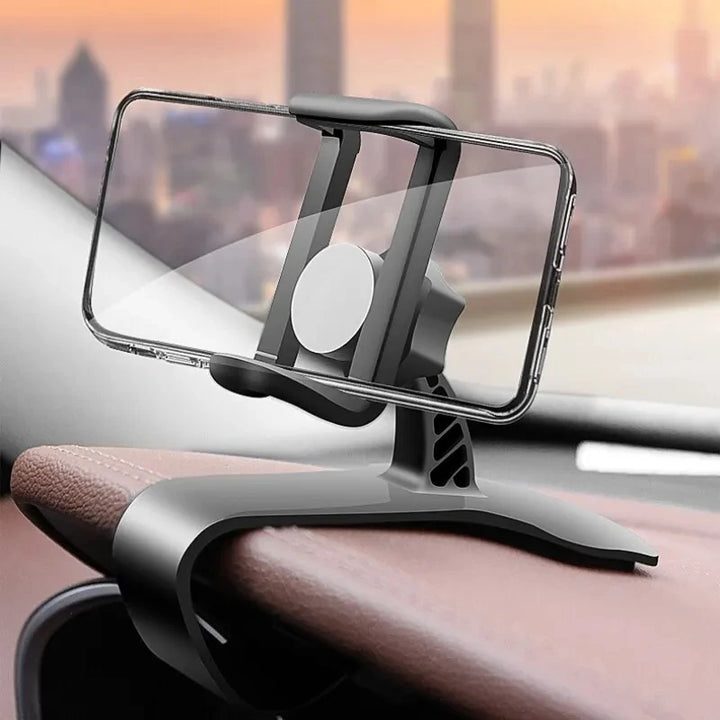 Suporte de Telemóvel Universal para Carro com Rotação 360° – Fixação em Painel com Clipe | Compatível com iPhone, Samsung, Xiaomi