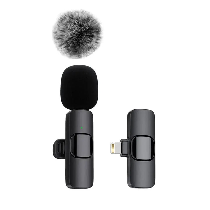 Microfone de Lapela Wireless para Gravação de Áudio e Vídeo – Compatível com iPhone, Android, PC e Portáteis