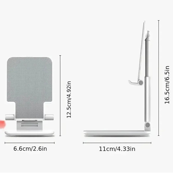 Suporte de Telemóvel Ajustável para Secretária – Compatível com iPhone, Samsung, Xiaomi, iPad e Tablets | Leve, Dobrável e Universal