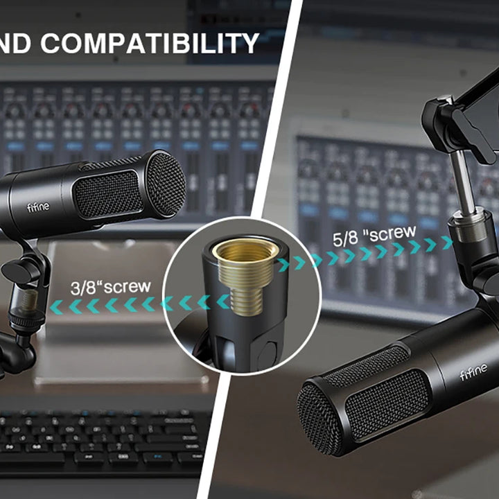 Microfone Profissional FIFINE K669D XLR com Corpo Metálico – Ideal para Gravação, Podcast, Voice Over, ASMR e Streaming