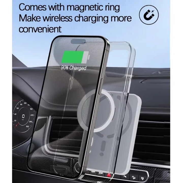 Suporte Carregador Wireless Magnético 100W para Carro – Compatível com iPhone 16/15/14/13/12 Pro Max – Suporte de Saída de Ar com Carregamento Rápido