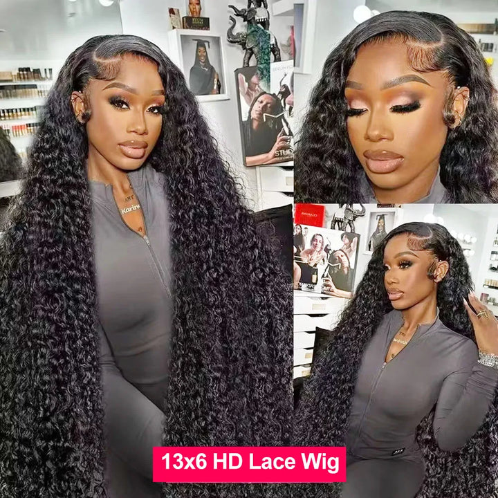 Peruca Lace Frontal HD Deep Wave 100% Cabelo Humano – 13x6, 13x4, 360 Glueless, 250% Densidade, 30 Polegadas