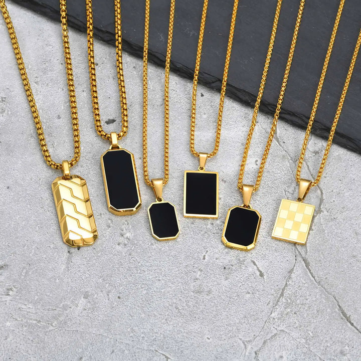 Vnox Colar Pequeno para Homens e Rapazes – Aço Inoxidável Preto ou Prateado com Corrente Box