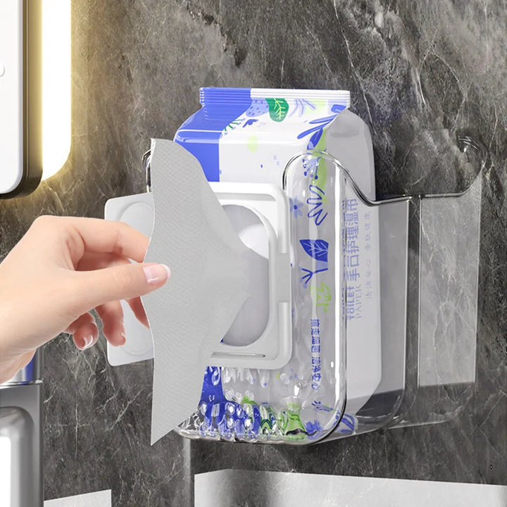 Suporte de Papel Higiénico Sem Furos – Caixa de Armazenamento Impermeável para Casa de Banho e Cozinha