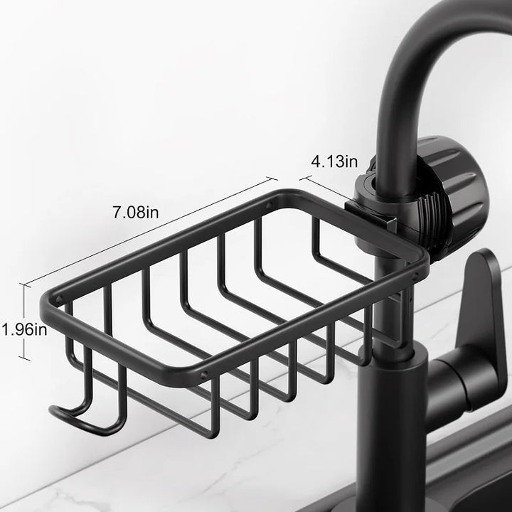 Prateleira de Torneira Ajustável para Casa de Banho e Cozinha – Suporte para Champô, Sabonete, Esponjas e Panos