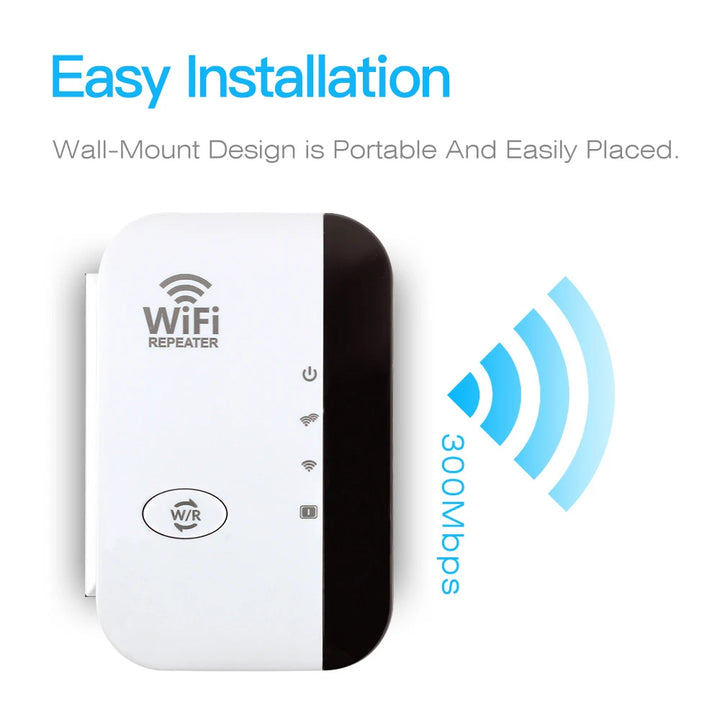 Repetidor de Sinal WiFi FENVI 300Mbps | Amplificador de Internet Sem Fios 2.4GHz com WPS – Ideal para Casa e Escritório