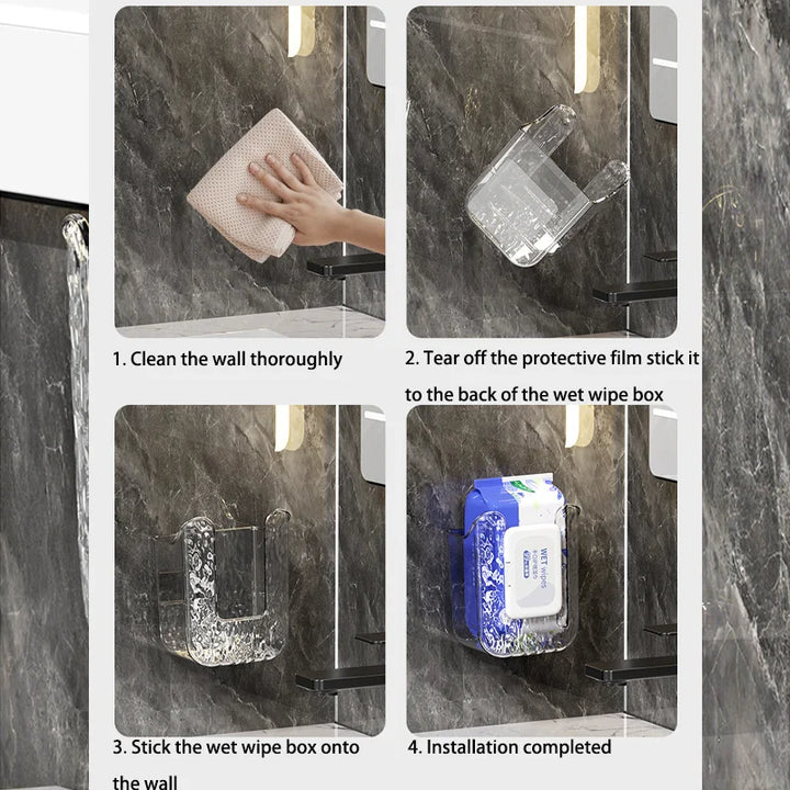 Suporte de Papel Higiénico Sem Furos – Caixa de Armazenamento Impermeável para Casa de Banho e Cozinha