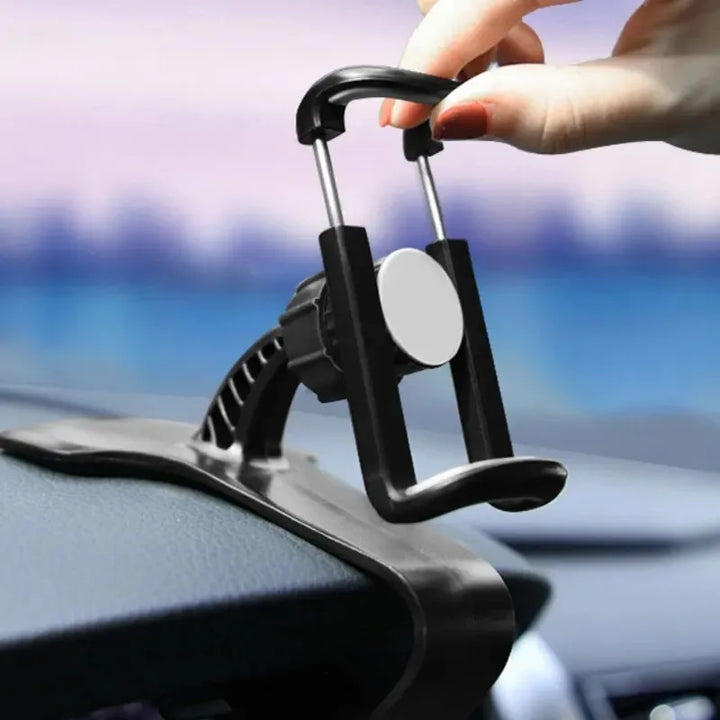 Suporte de Telemóvel Universal para Carro com Rotação 360° – Fixação em Painel com Clipe | Compatível com iPhone, Samsung, Xiaomi