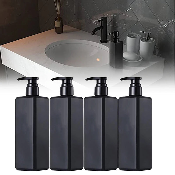 Kit de 1/2/4 Dispensadores de Sabão Líquido 500ml – Garrafa Plástica Reutilizável com Bomba para Banheiro e Cozinha
