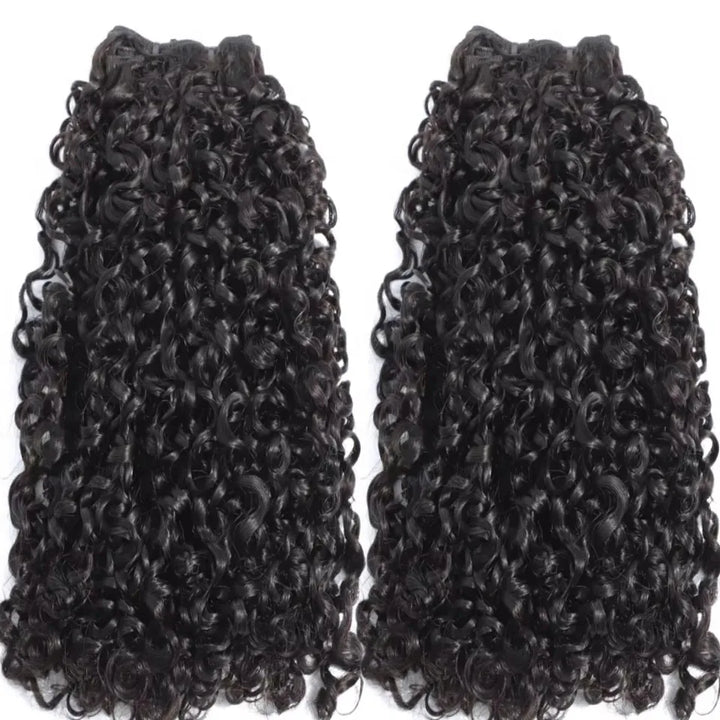Extensões de Cabelo Humano Curly Pissy/Funmi/Pixie 10"-26" – Cabelo Remy Brasileiro ou Birmanês, Duplo Weft, 1 a 4 Bundles