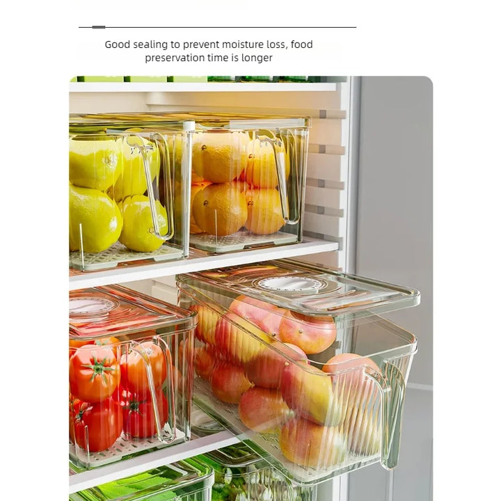 Caixa Organizadora de Frutas e Legumes para Frigorífico – Com Pega, Multifuncional e Empilhável