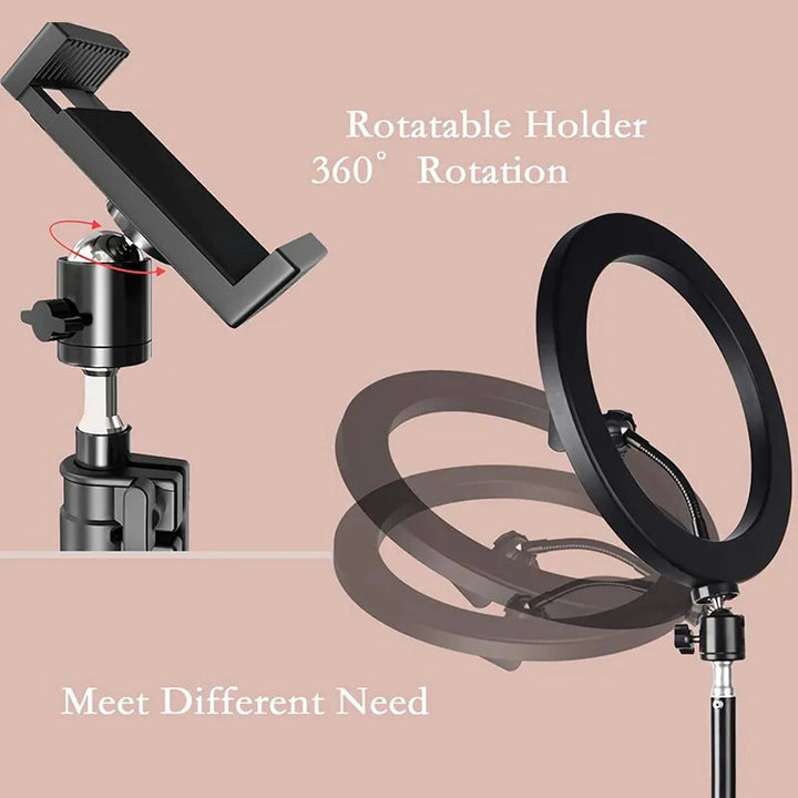 Anel de Luz 26 cm com Tripé Ajustável – Iluminação Profissional para Selfies e Vídeos